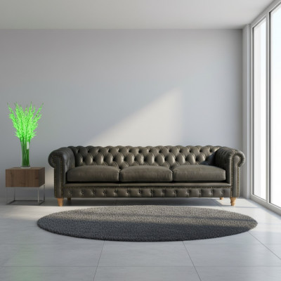 Design Lieder Canapé - Chesterfield Polster dräisëtzer 240 cm Nei