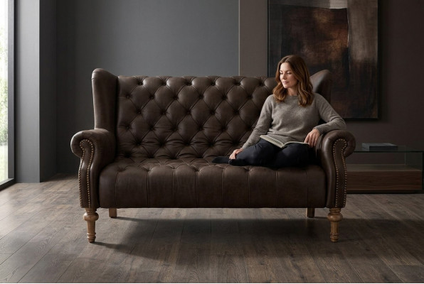 Schwaarz Chesterfield Couch Modernen Dräisëtzer Stilvollen 3-er