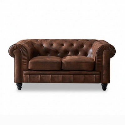 Mens Club Chesterfield Canapé Sofa Lieder Polster 2 Sëtzer Braun NEI jvmoebel ®