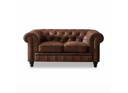 Mens Club Chesterfield Canapé Sofa Lieder Polster 2 Sëtzer Braun NEI jvmoebel ®