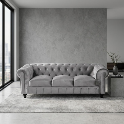 Chesterfield Sofa Couch Polster Stoff Lieder Couchen Polster Garnitur 3-Sëtzer