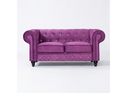 Klassesch Lieder Canapé - Lila Chesterfield Stoff Sofa 2 Sëtzer Nei jvmoebel ®