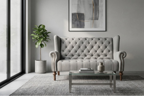 Chesterfield Sofa Canapé Polster Stoff Lieder Canapéën Polster Garnitur 2 Sëtzeger