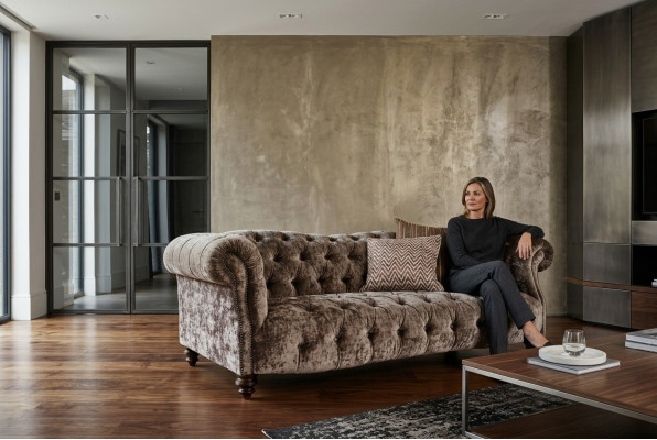 Chesterfield Sofa Canapé Polster Stoff Lieder Couchen Polster Garnitur 3 Sëtzer