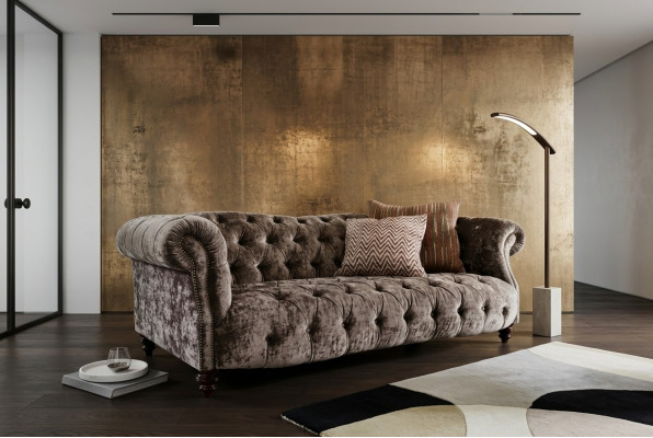 Chesterfield Sofa Canapé Polster Stoff Lieder Couchen Polster Garnitur 3 Sëtzer