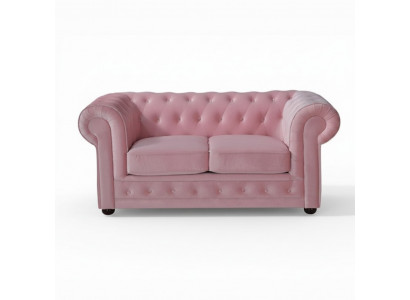Rosa Chesterfield Sofa Canapé Polster Stoff Lieder Canapéen Polster Garnitur Nei