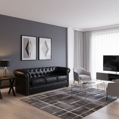 Chesterfield Sofa Canapé Polster Stoff Lieder Deko Garnitur Polster Canapéen