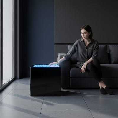 Led Quadrat Säitendësch Kaffisdësch Wunnzëmmer Miwwelen Waasser Sail