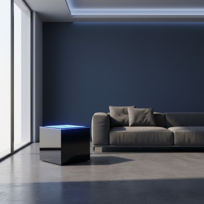 Led Quadrat Säitendësch Kaffisdësch Wunnzëmmer Miwwelen Waasser Sail