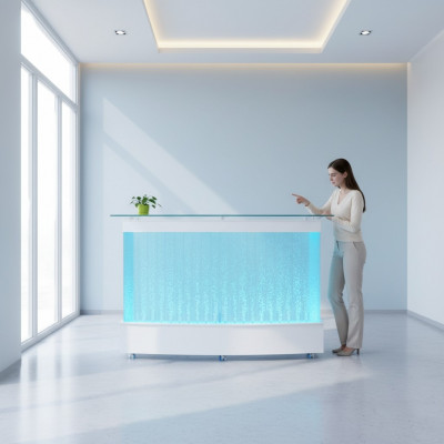 Waasserwand Design Bar Dësch Theke Kolonn Beliicht Luxus Dëscher