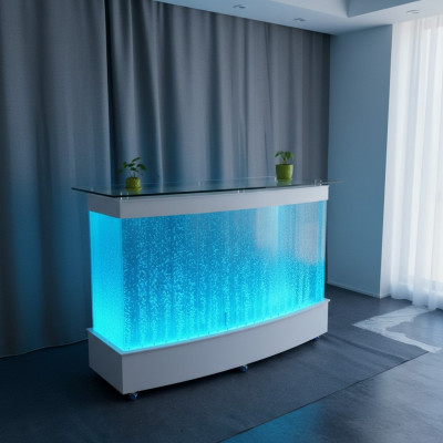 Waasserwand Design Bar Dësch Theke Kolonn Beliicht Luxus Dëscher