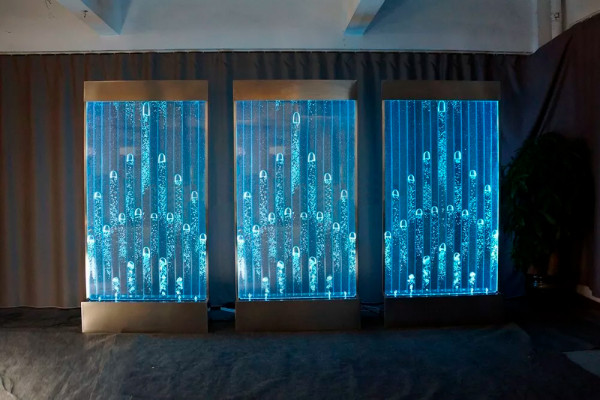 Wandpaneel mat Waasserblasen LED Dekorativ Waasserwand Designer Waasser Mauer