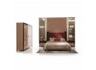 Bett 2x Nuetsdësch 3 teileg Schlofzëmmer Set Design Modern Luxus