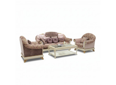 Soffagarnitur 3+1+1 Sëtzer Set Design Soffa Polster Klassesch Couchen