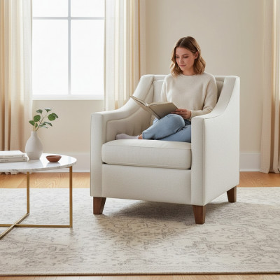 Stull 1x Iesszëmmer Polsterstull Fernseh Lounge Textil Sëtz Fauteuil Chesterfield