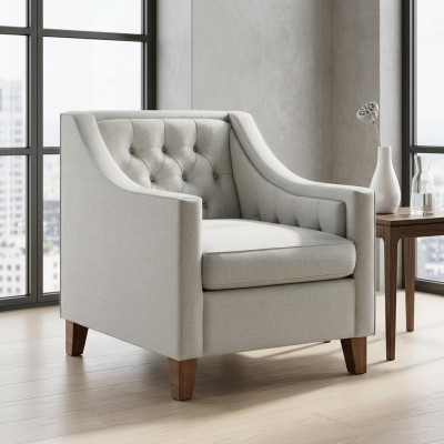Stull 1x Iesszëmmer Polsterstull Fernseh Lounge Textil Sëtz Fauteuil Chesterfield