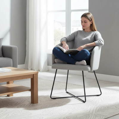 1x Iesszëmmerstill Fauteuil Wunnzëmmerstill Relaxstill Polsterstill mat