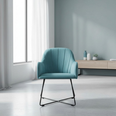 Modern Aarmstull Set Grupp 8 Still Set Turkis Gepolstert Armlehn