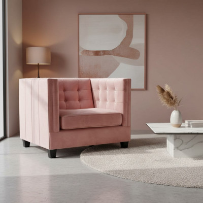 Stull 1x Iesszëmmer Fernseh Lounge Textil Sëtz Fauteuil Chesterfield gepolsterten Stull