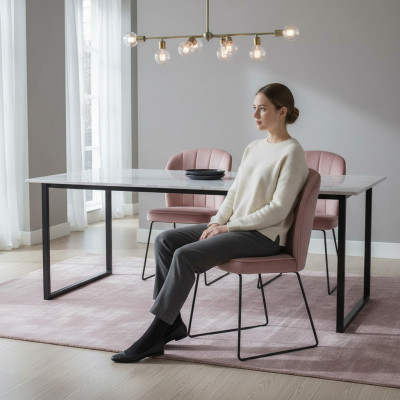 Stull 4x Iesszëmmer Polsterstull Lounge Textil Sëtz Sessell Set Nei Club Fernseh