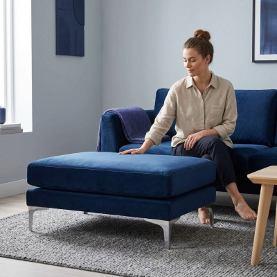 Setzkëssen Hocker Pouf Puff Setz-Pouf Fouss-Schemel Ottoman Samt Textil