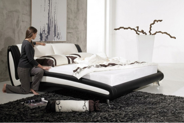 Designerbett Betten Eebett Duebelbett Polsterbett Schlofzëmmer Liederbett