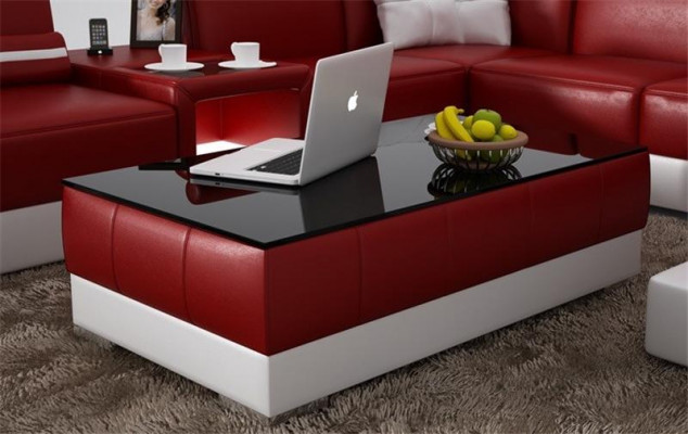 Sofadësch Design Wunnzëmmer Lieder Kaffi Glas Couch Polster Dekor Bäistell.