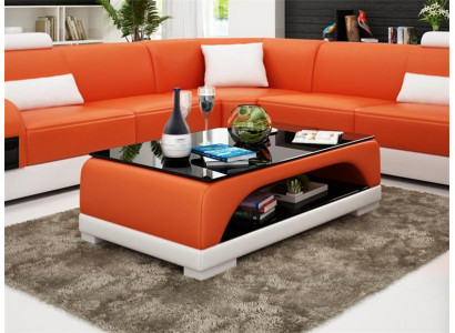 Ledertisch Couchtisch Glastisch Sofa Beistelltisch Moderner Dësch Gepolstert