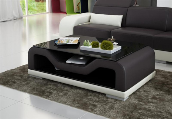 Schwaarzen Couchdësch Glastësch Sofa Niewendësch Moderne Dësch Gepolstert
