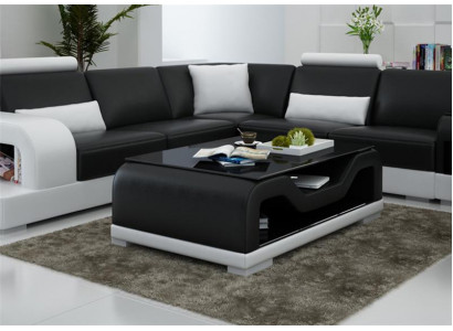 Schwaarzen Couchdësch Glastësch Sofa Niewendësch Moderne Dësch Gepolstert