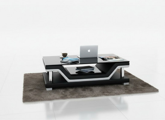 Gepolstert Dëscher Schwaarzen Dësch Glasdësch Sofa Niewendësch Modernen