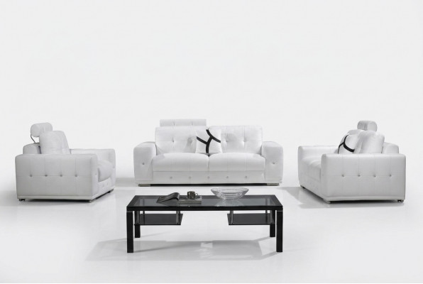 Ledercouch Sofa-Garnitur Sëtz-Set Sofa Polster Canapé 3-delig Fotel