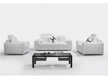 Ledercouch Sofa-Garnitur Sëtz-Set Sofa Polster Canapé 3-delig Fotel
