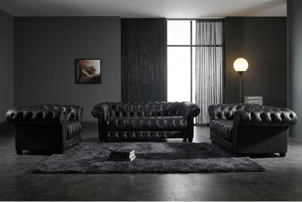 Chesterfield Canapé-Suite 311-Sëtzer Design Canapé Polstersofa Garnitur Set