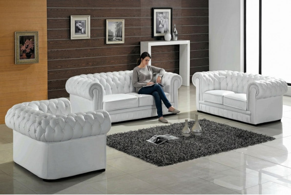 Chesterfield Couchen Sofas Polster Lieder 3+2 Sëtzer Sofagarnitur Garniture Set