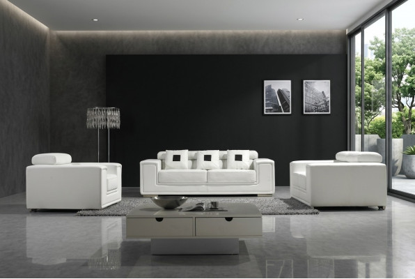 Ledercouch Garnitur Sofagarnitur 3+2 Sëtzer Set Polstersofa Canapé Designersofa Neit