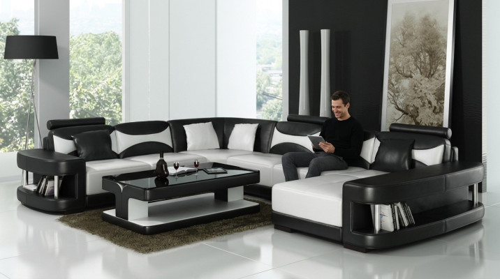 Luxus Eckcouch Sofa Polster Canapé Wunnlandschaft U-Form - Ledercanapéën