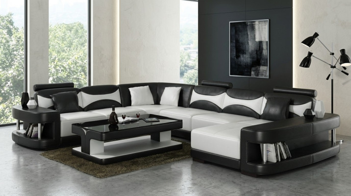 Luxus Eckcouch Sofa Polster Canapé Wunnlandschaft U-Form - Ledercanapéën