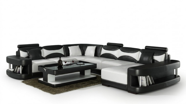 Luxus Eckcouch Sofa Polster Canapé Wunnlandschaft U-Form - Ledercanapéën