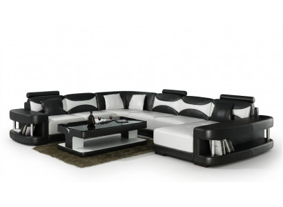 Luxus Eckcouch Sofa Polster Canapé Wunnlandschaft U-Form - Ledercanapéën