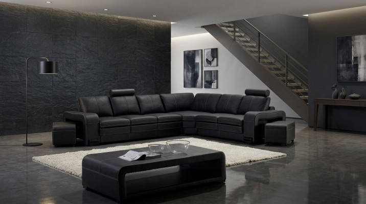 Designer Sofa Canapé Ecksofa mat Pouf Polster Ensemble Wunnlandschaft