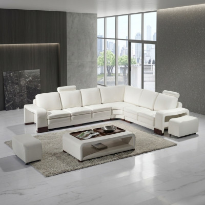 Komplett Sofa Couch Modern Garnitur Ecksofa + Hocker + Dësch