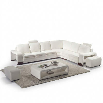 Komplett Sofa Couch Modern Garnitur Ecksofa + Hocker + Dësch