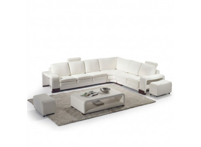 Komplett Sofa Couch Modern Garnitur Ecksofa + Hocker + Dësch