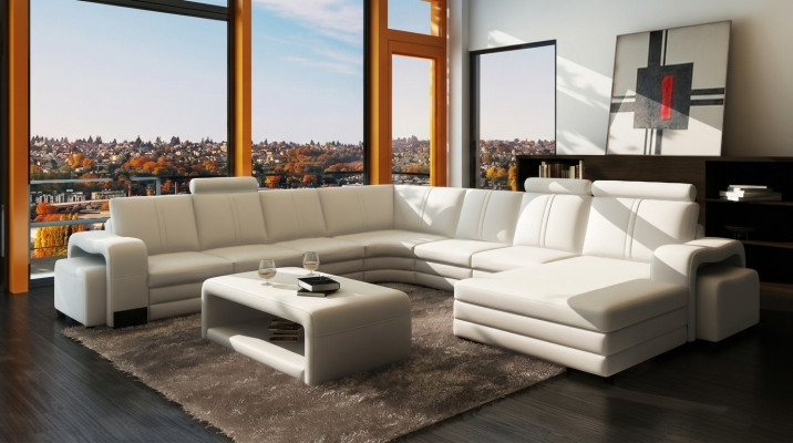 Wunnzëmmer Sitz Garnitur Sofa Matritzen Set Wunnlandschaf Sofa + 2x Hocker