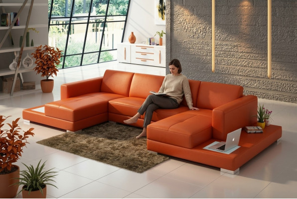U Form Canapé Couch Polstergarnitur Wunnlandschaft Design Eckecksofa Lieder