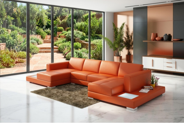 U Form Canapé Couch Polstergarnitur Wunnlandschaft Design Eckecksofa Lieder