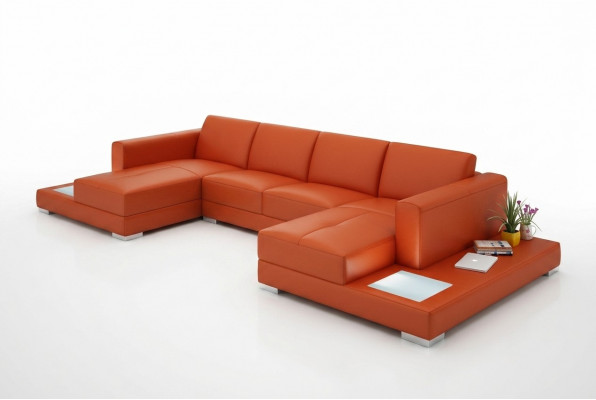 U Form Canapé Couch Polstergarnitur Wunnlandschaft Design Eckecksofa Lieder