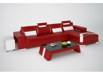 Designer Sofa Canapé Ecksofa mat Fousshocker Polster Garnitur Wunnlandschaft L Form