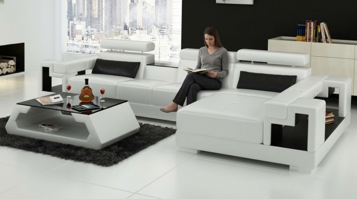 L-Form Sofa Canapé Polster Garnitur Wohnlandschaft Design Ecksofa Lieder